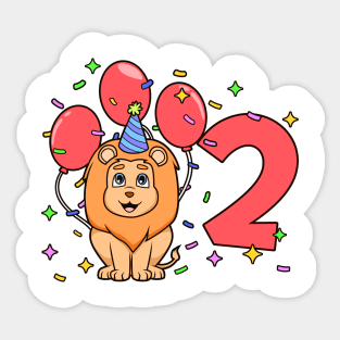 I am 2 with lion - kids birthday 2 years old Sticker